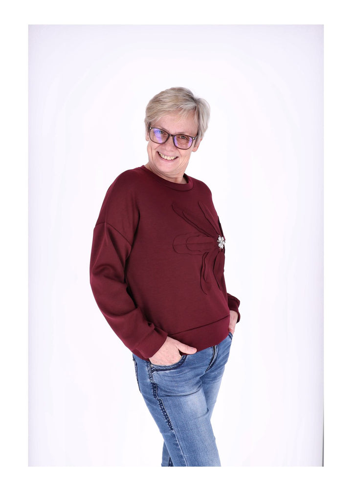 Sweatshirt Damen Applikation Blüte