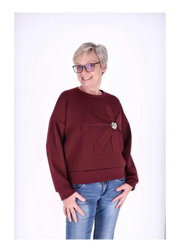 Sweatshirt Damen Applikation Blüte
