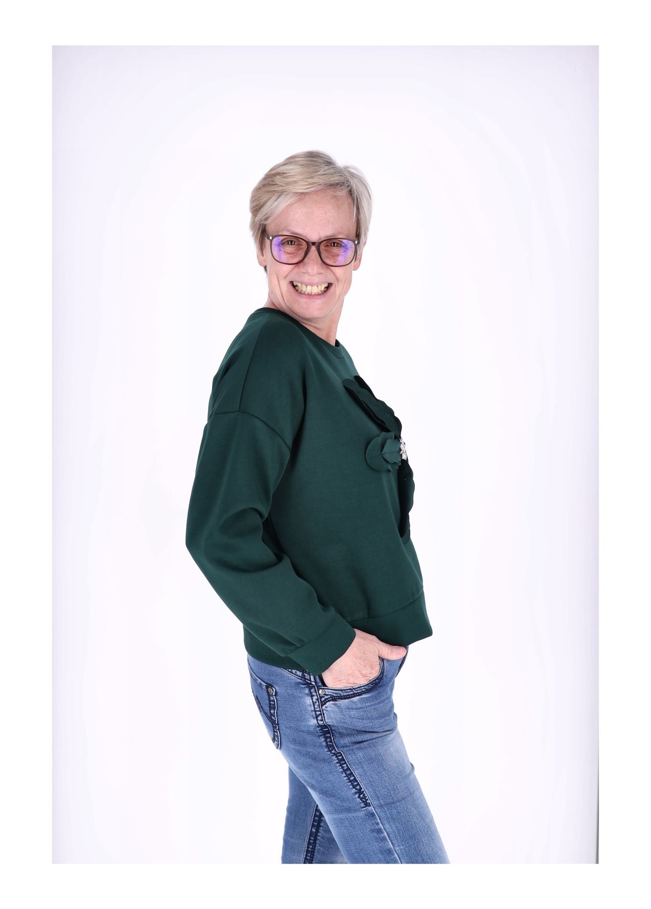 Sweatshirt Damen Applikation Blüte