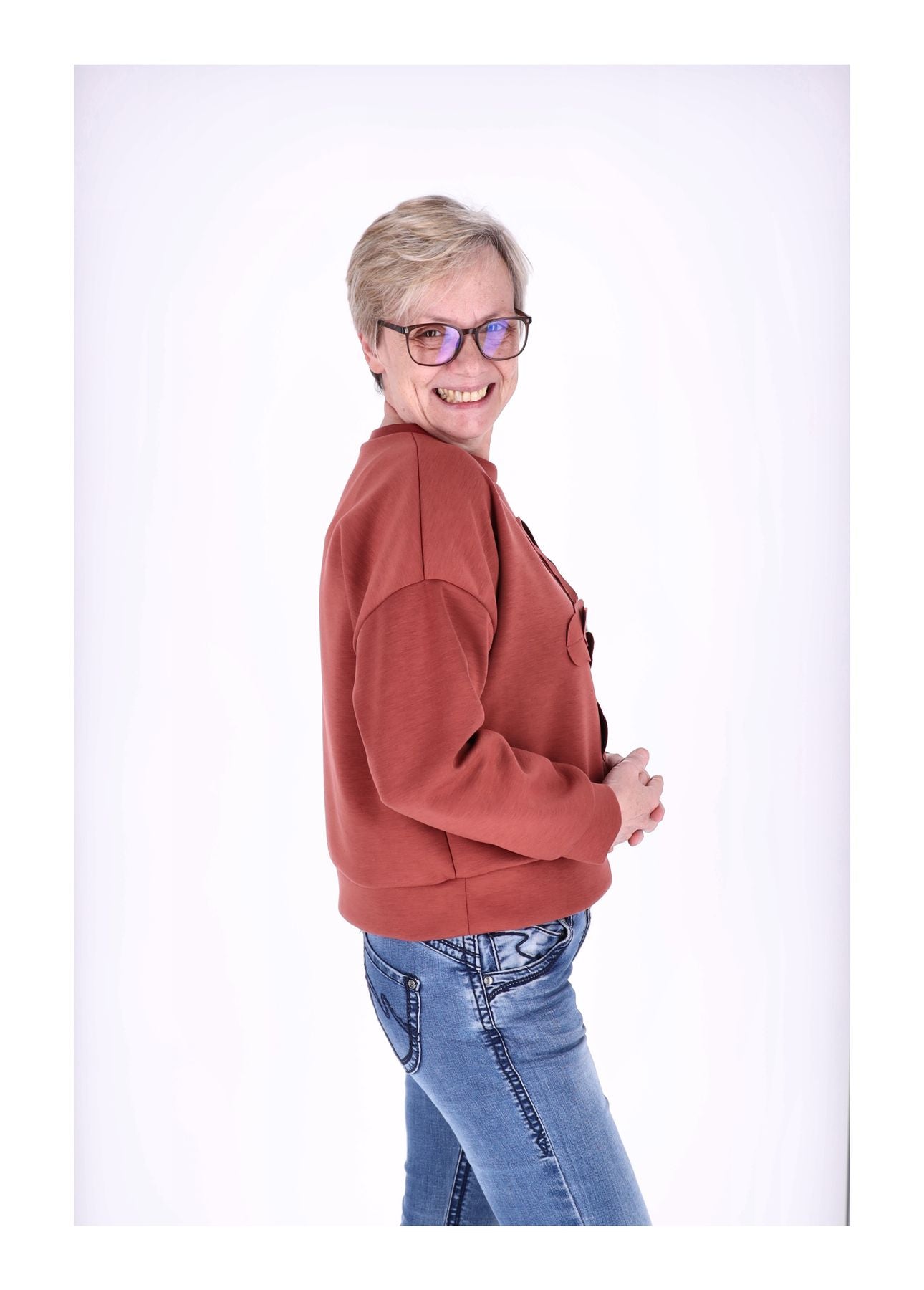 Sweatshirt Damen Applikation Blüte