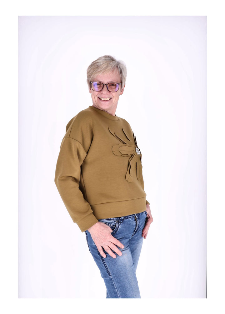 Sweatshirt Damen Applikation Blüte
