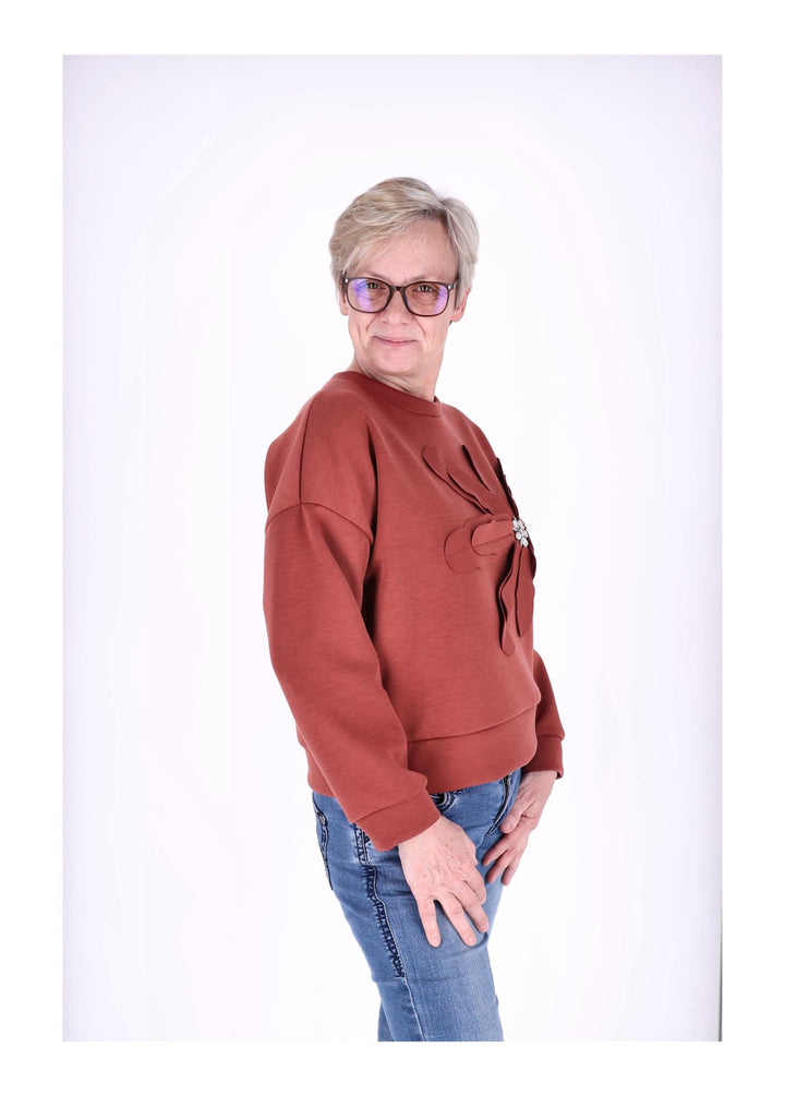 Sweatshirt Damen Applikation Blüte