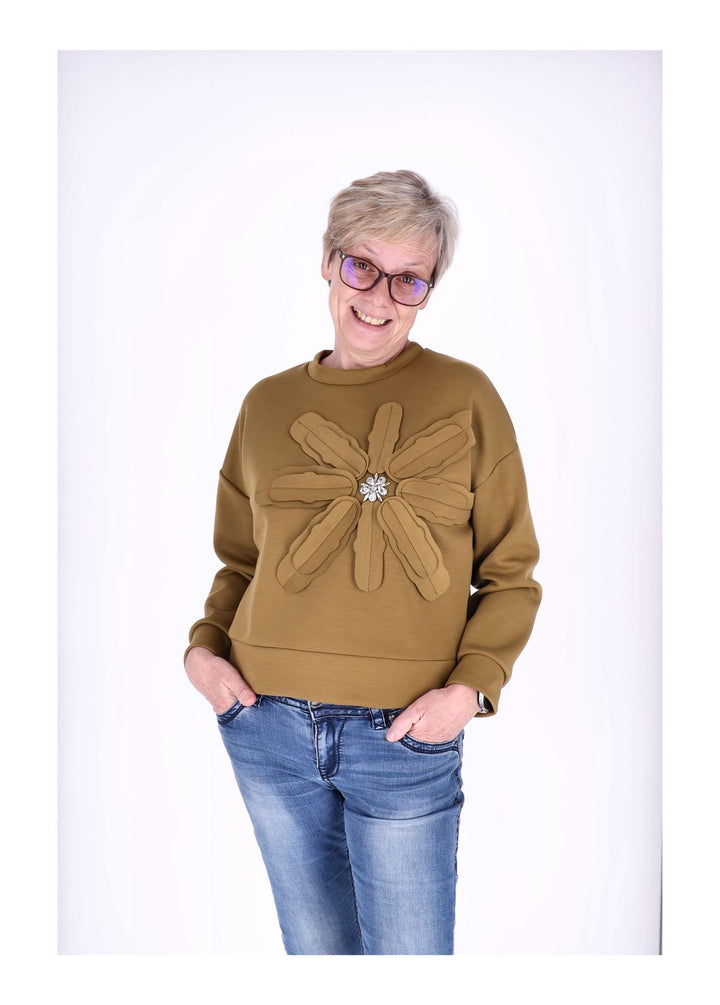 Sweatshirt Damen Applikation Blüte