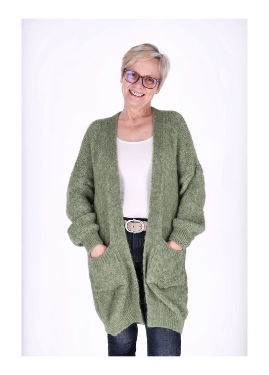 Strickjacke uni lang