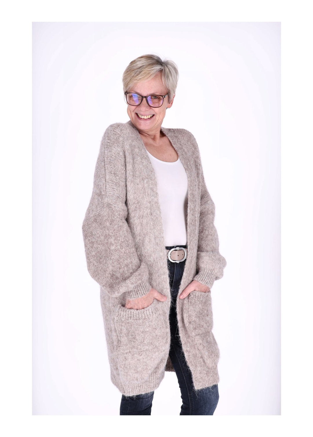 Strickjacke uni lang