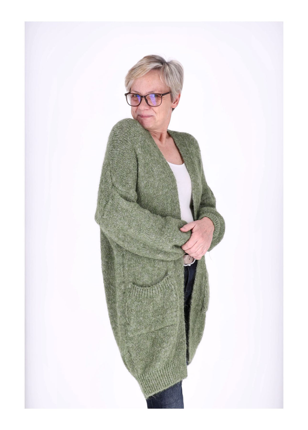 Strickjacke uni lang