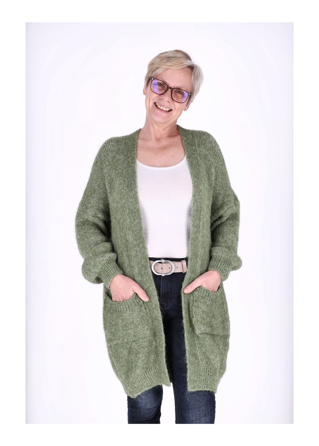 Strickjacke uni lang