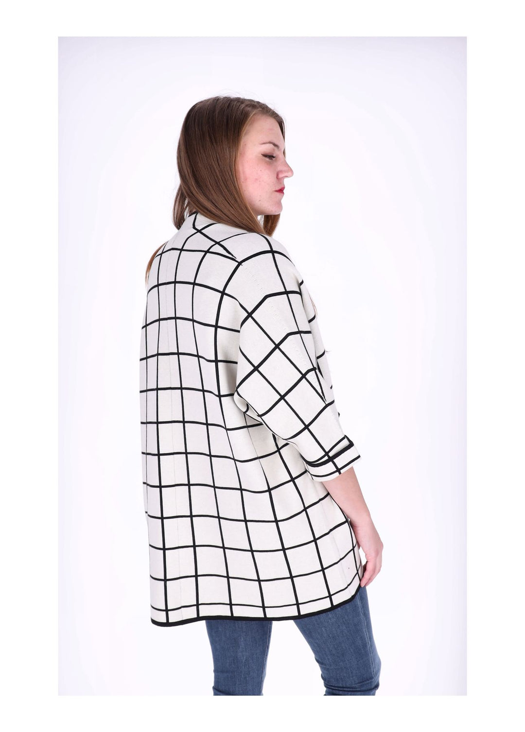 Strickjacke Damen Lang offen AOP