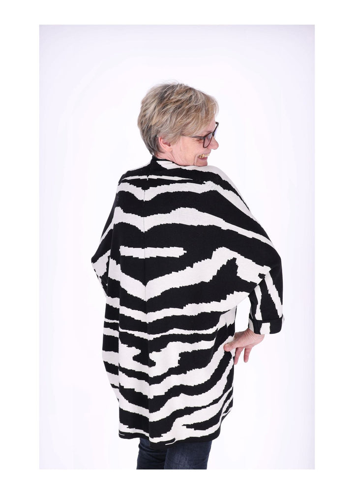 Strickjacke Damen Lang offen AOP
