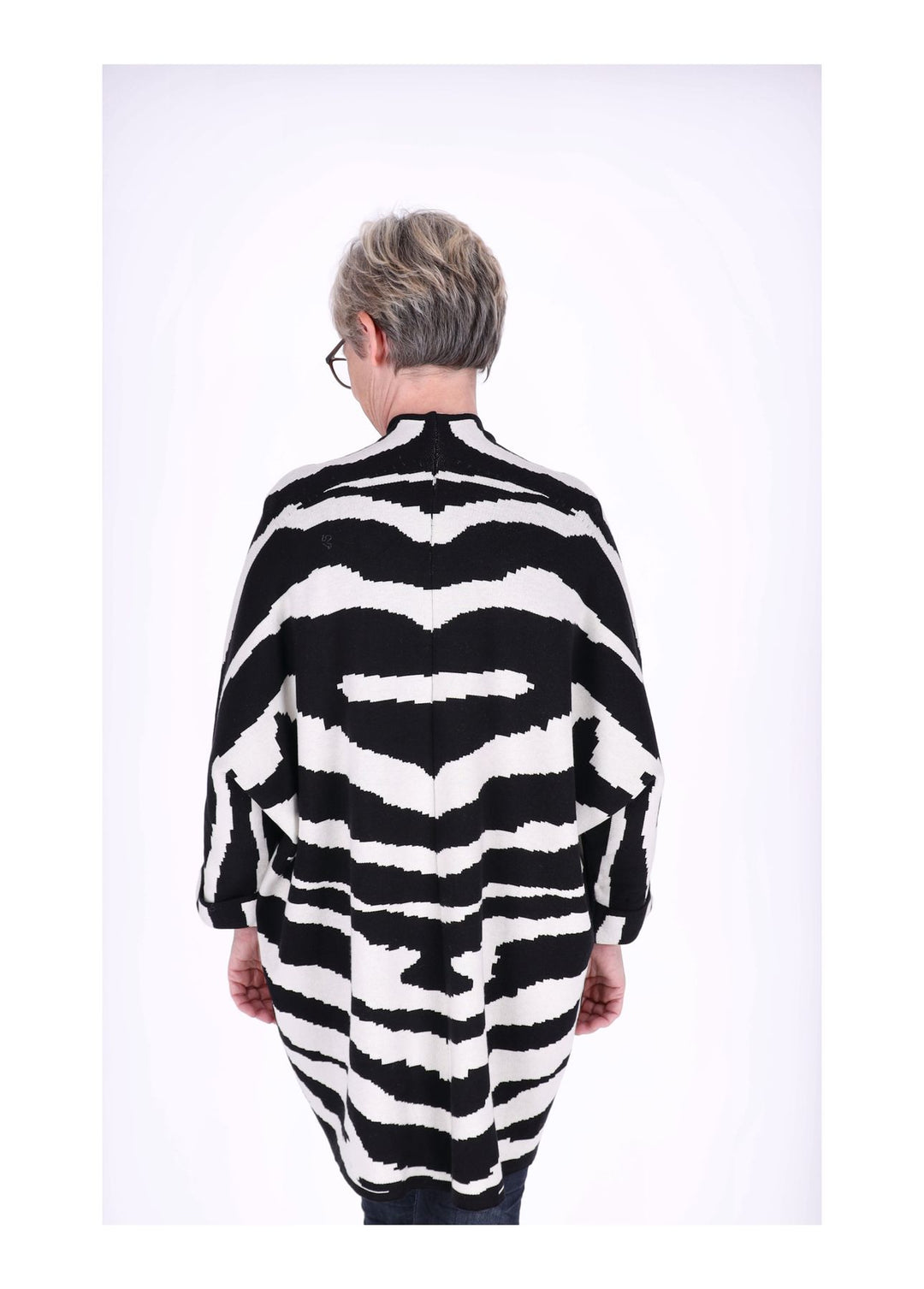 Strickjacke Damen Lang offen AOP