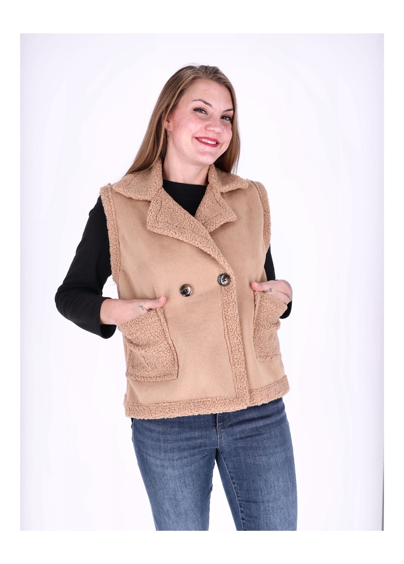 Weste Damen Veloureleder Optik