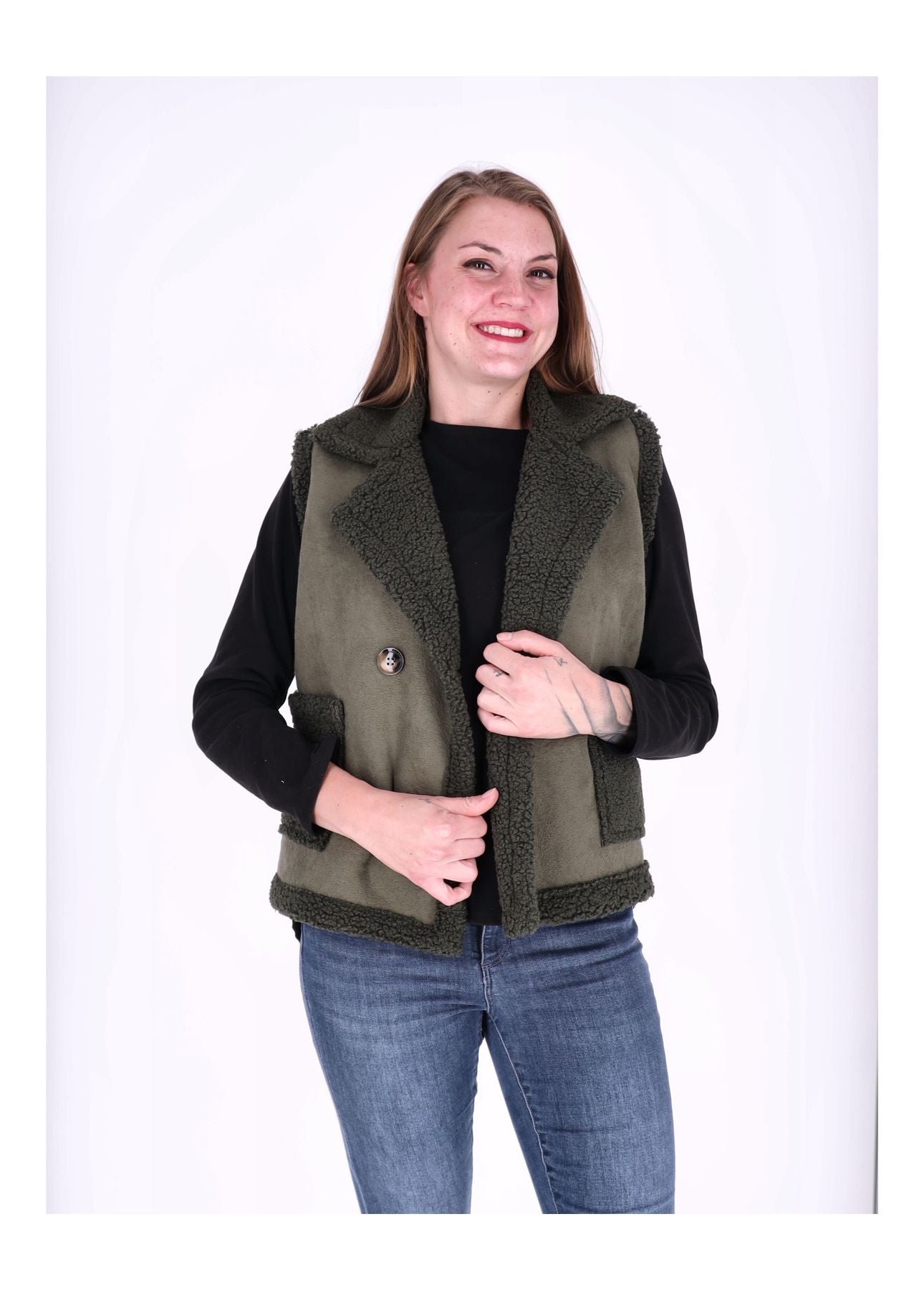 Weste Damen Veloureleder Optik