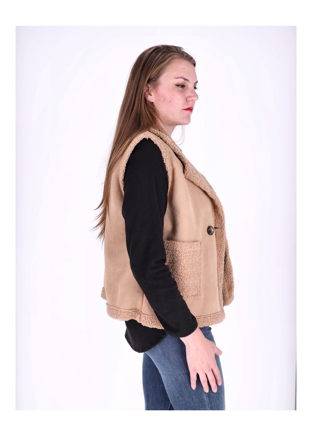 Weste Damen Veloureleder Optik