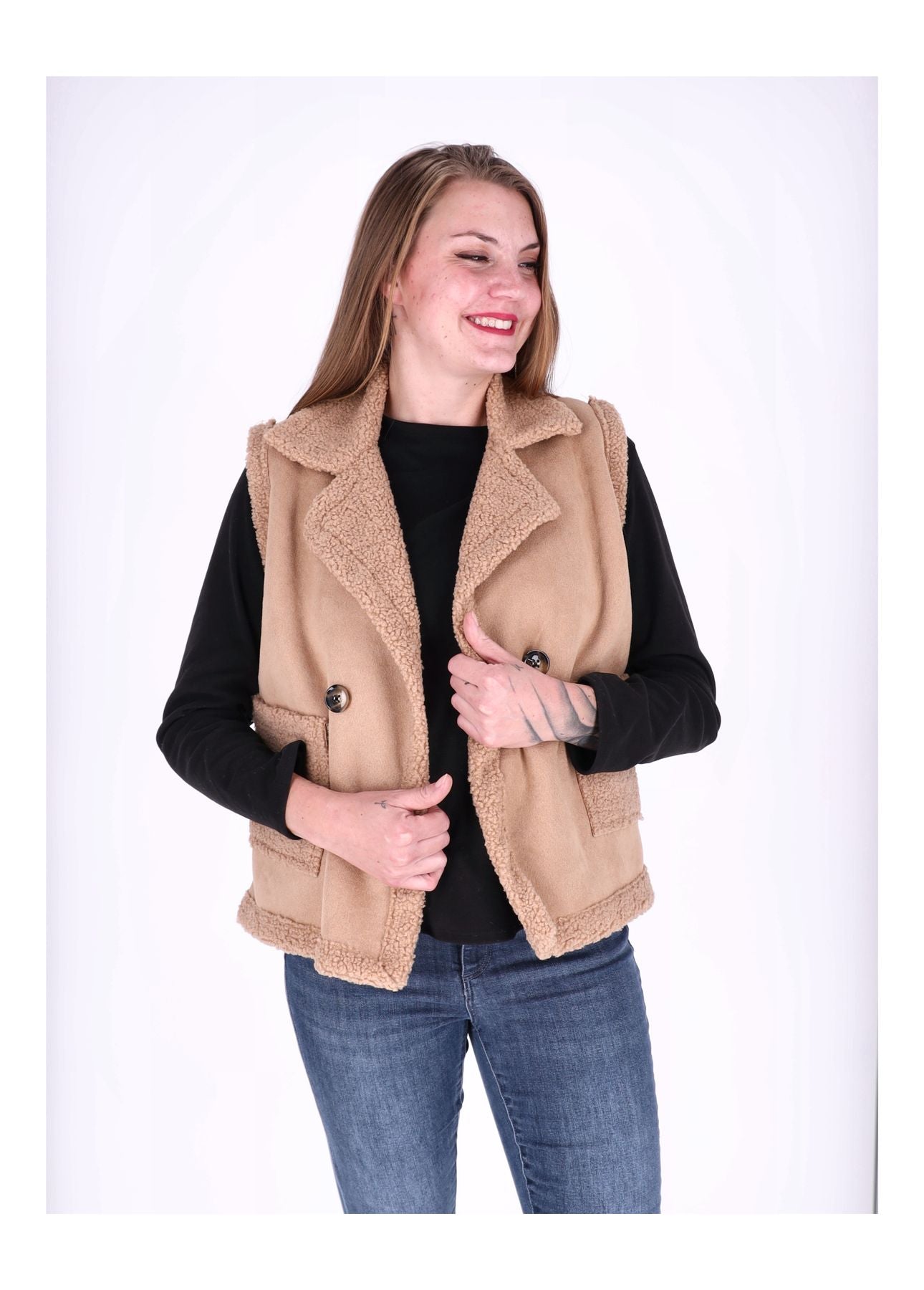 Weste Damen Veloureleder Optik