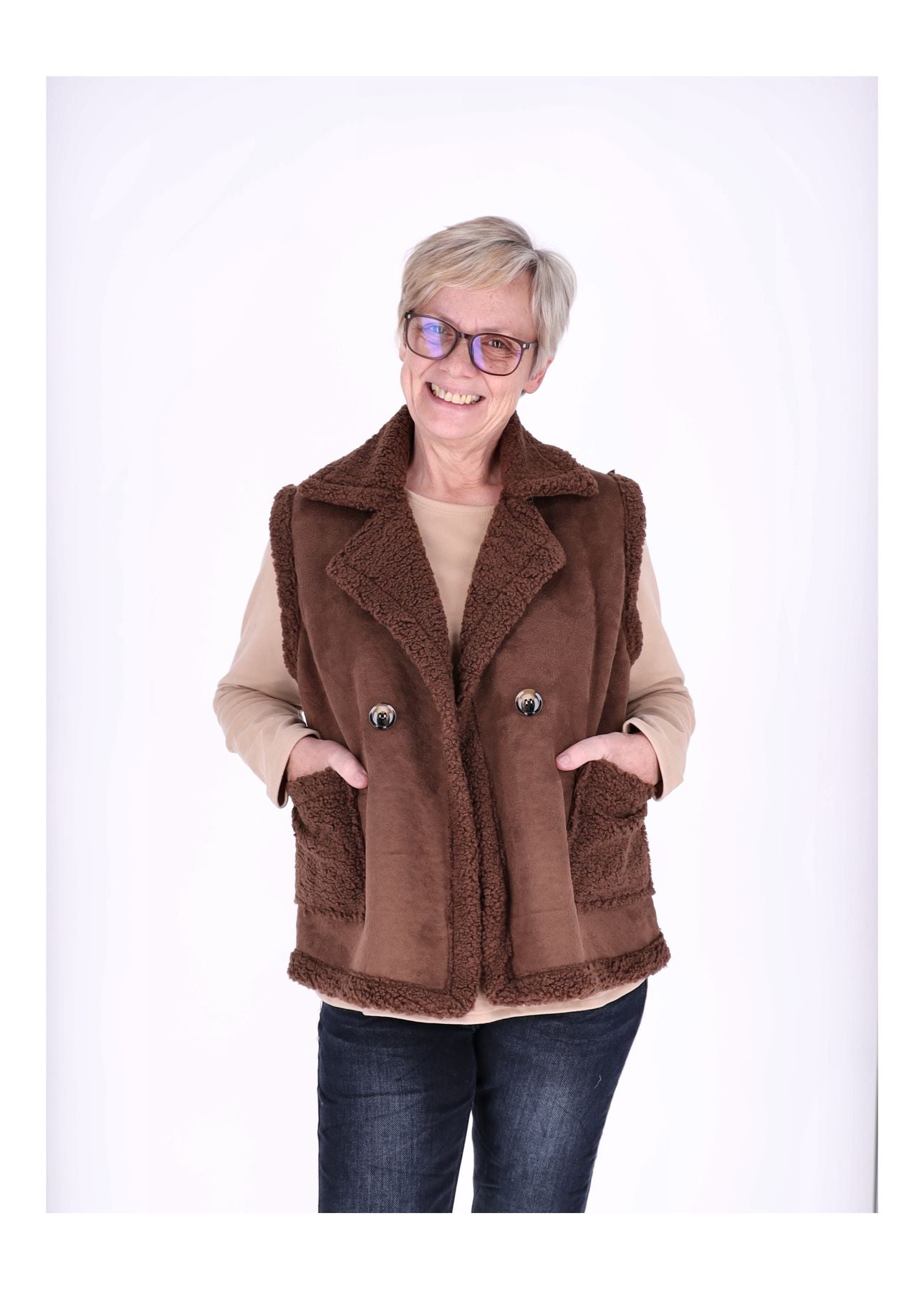 Weste Damen Veloureleder Optik