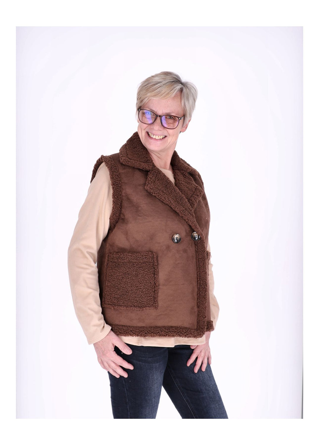 Weste Damen Veloureleder Optik