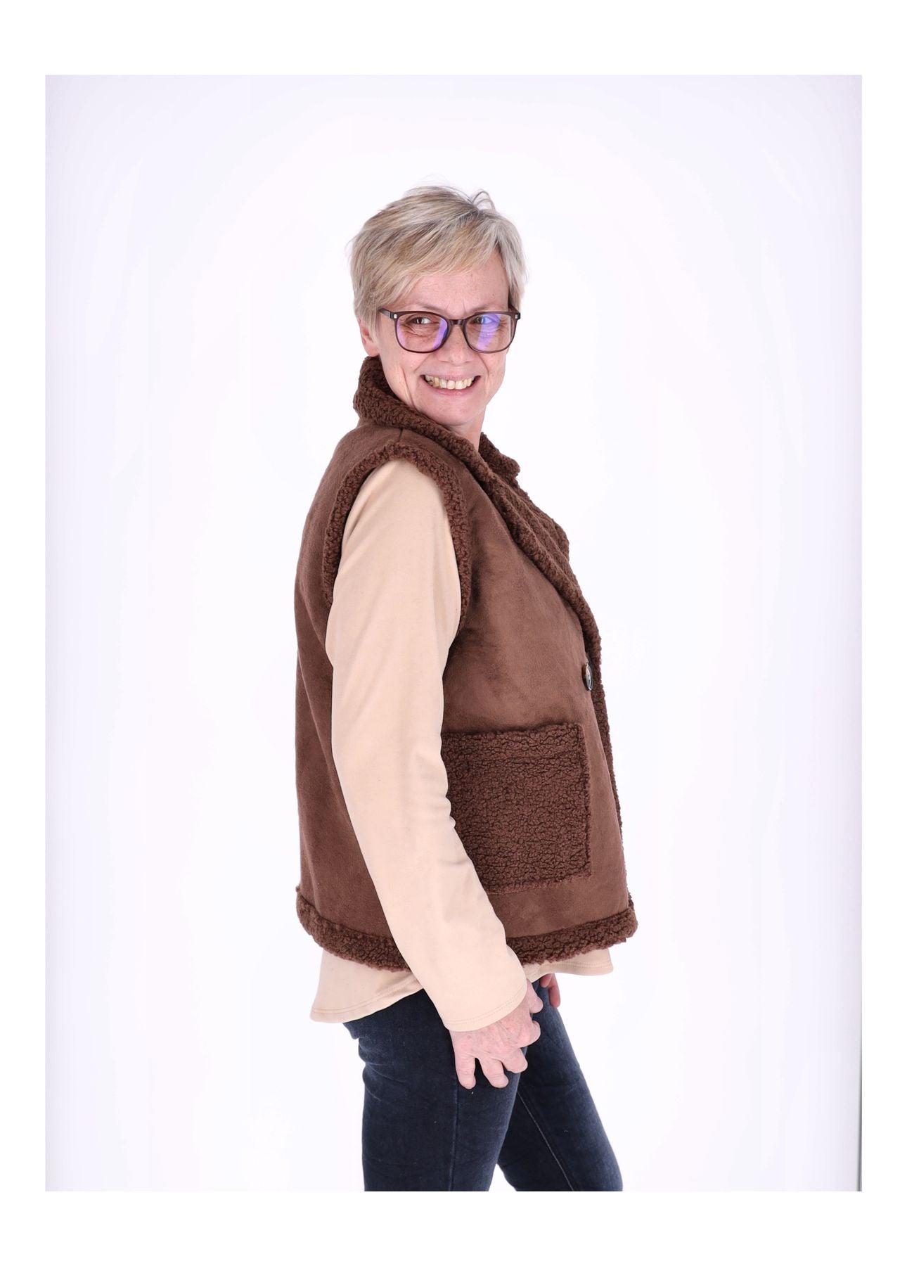 Weste Damen Veloureleder Optik