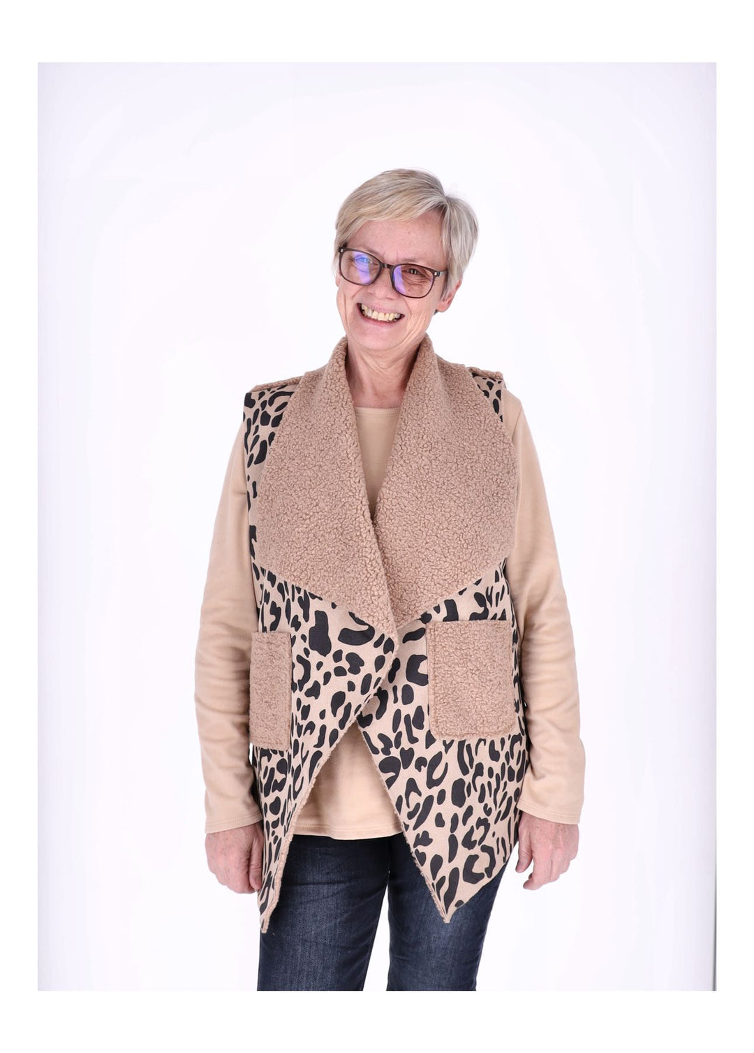 Weste Veloure Optik AOP Leo