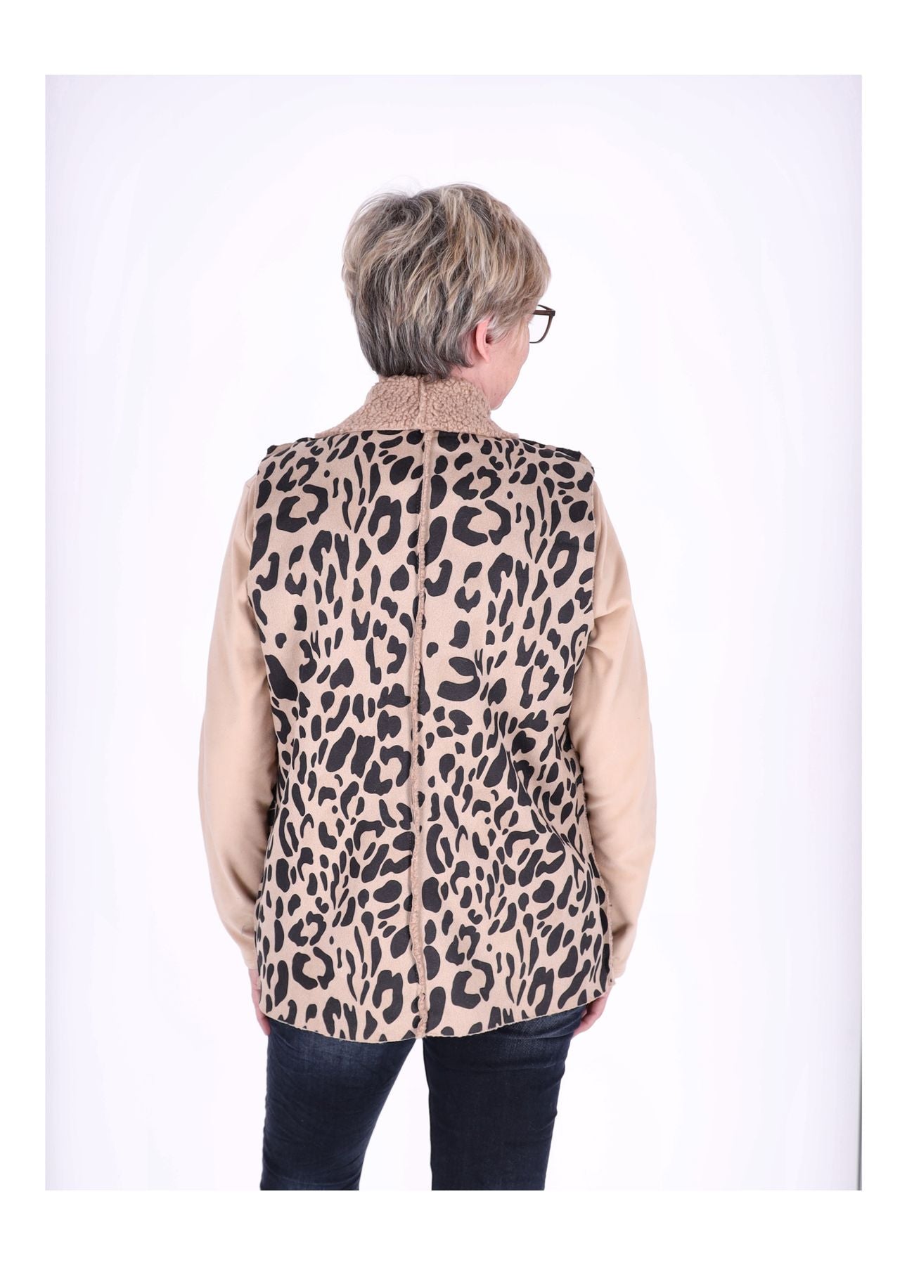 Weste Veloure Optik AOP Leo