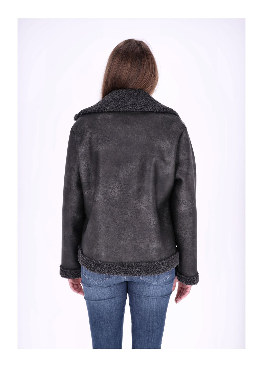 Lederimitat Jacke Veloure mit Teddy