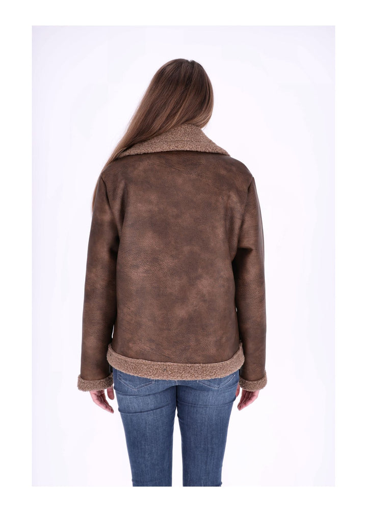 Lederimitat Jacke Veloure mit Teddy