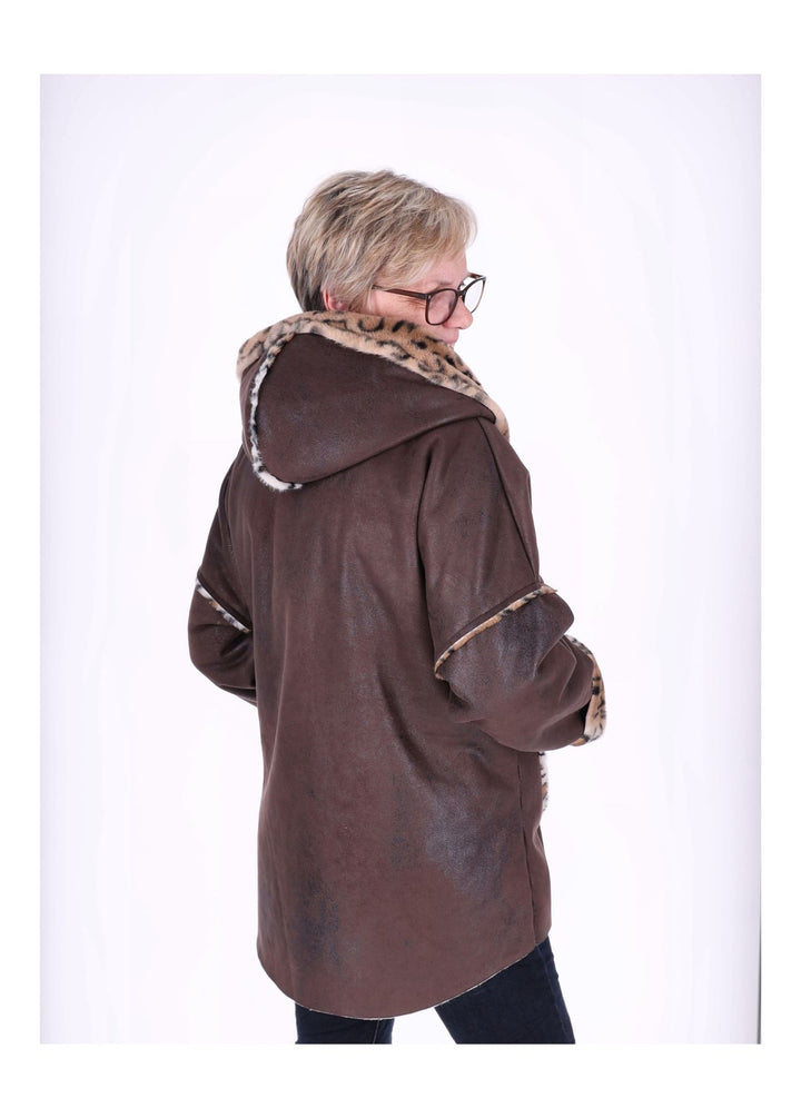 Lederimitat Jacke Damen Futter Fell Leo