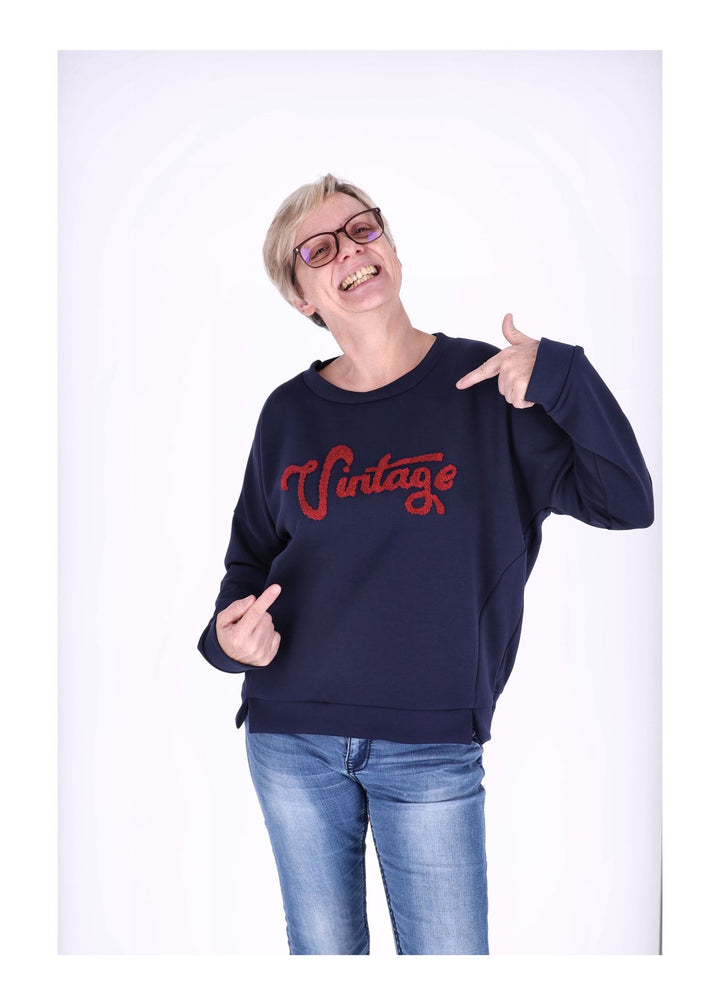 Sweat Damen Stickerei Vitage