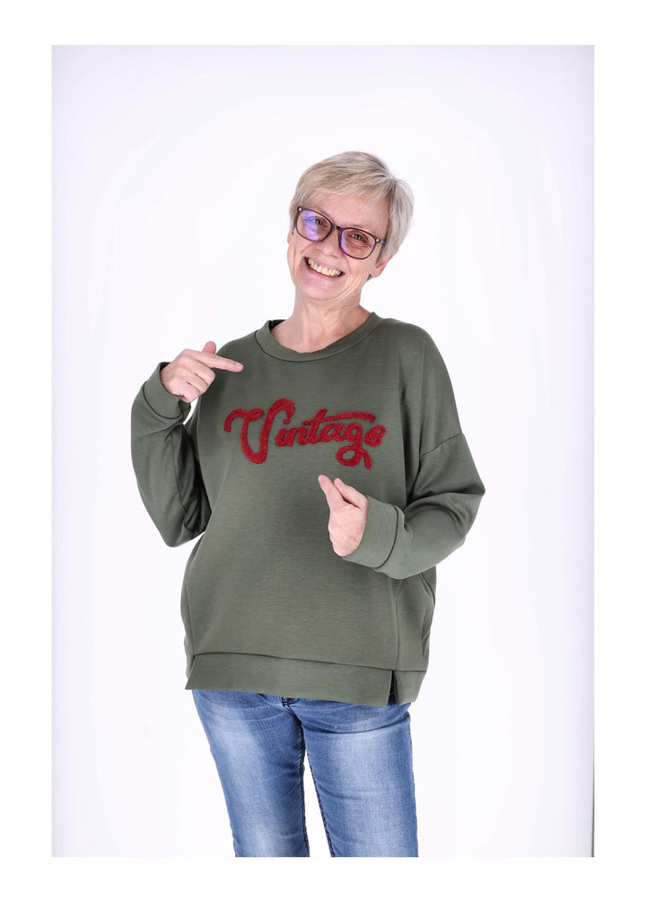Sweat Damen Stickerei Vitage