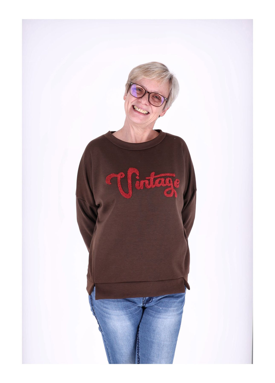 Sweat Damen Stickerei Vitage