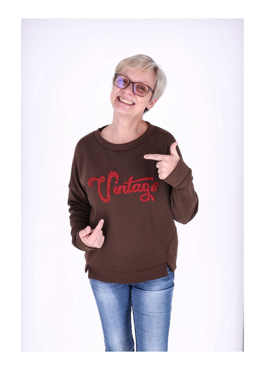 Sweat Damen Stickerei Vitage