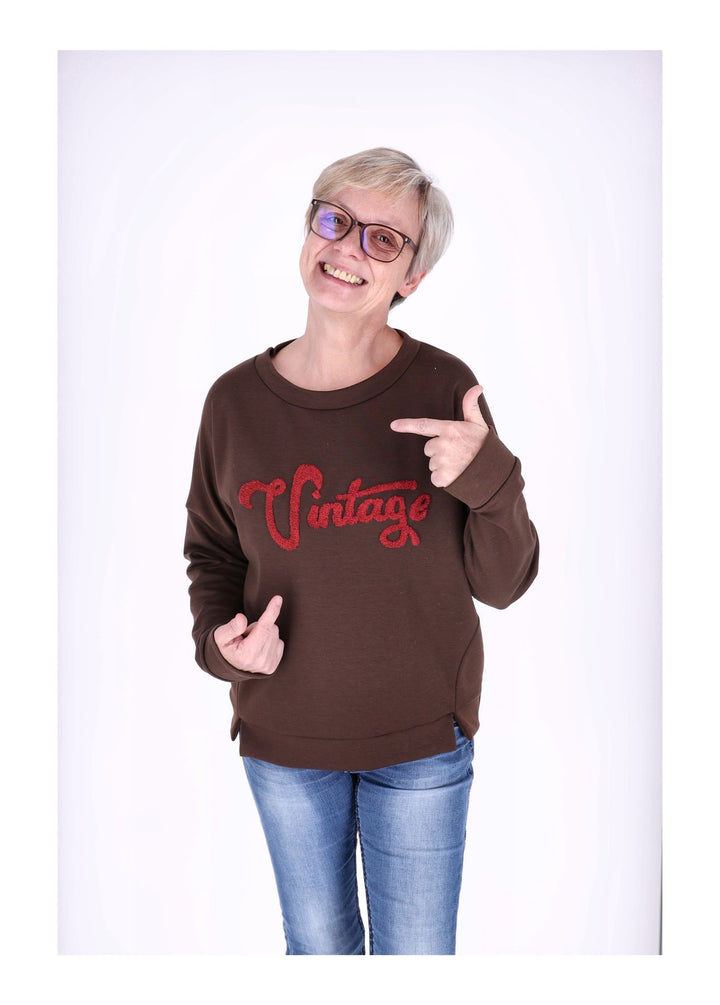 Sweat Damen Stickerei Vitage