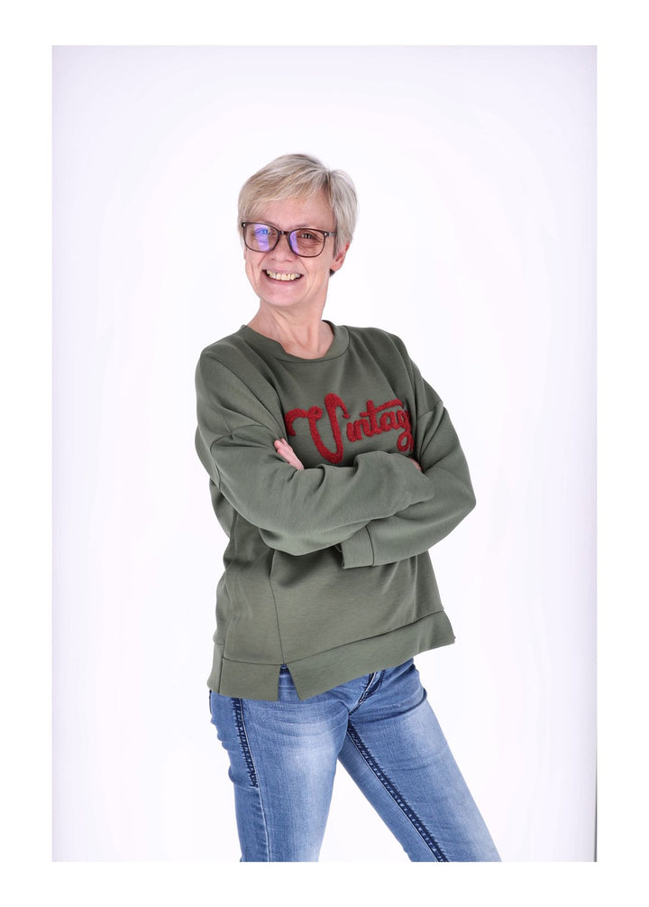 Sweat Damen Stickerei Vitage