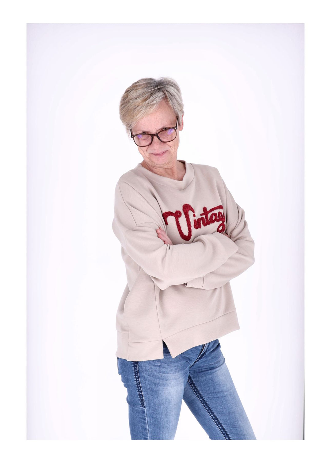 Sweat Damen Stickerei Vitage