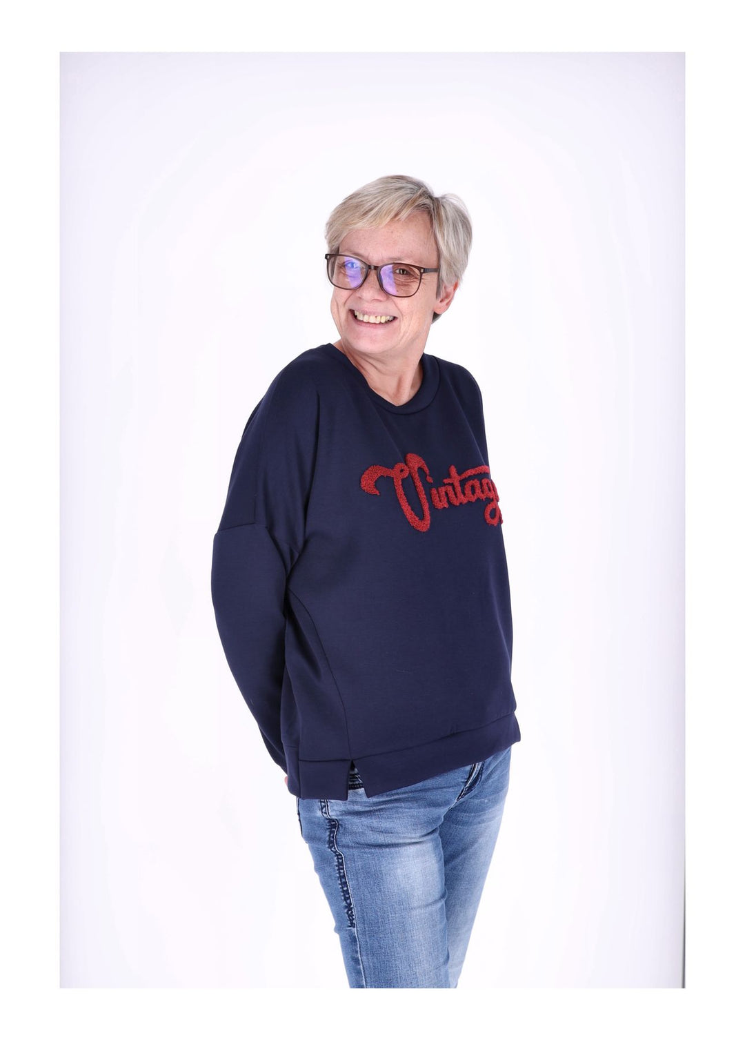 Sweat Damen Stickerei Vitage