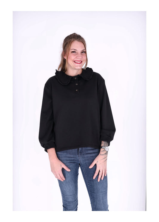 Poloshirt Damen Rüschen am Kragen
