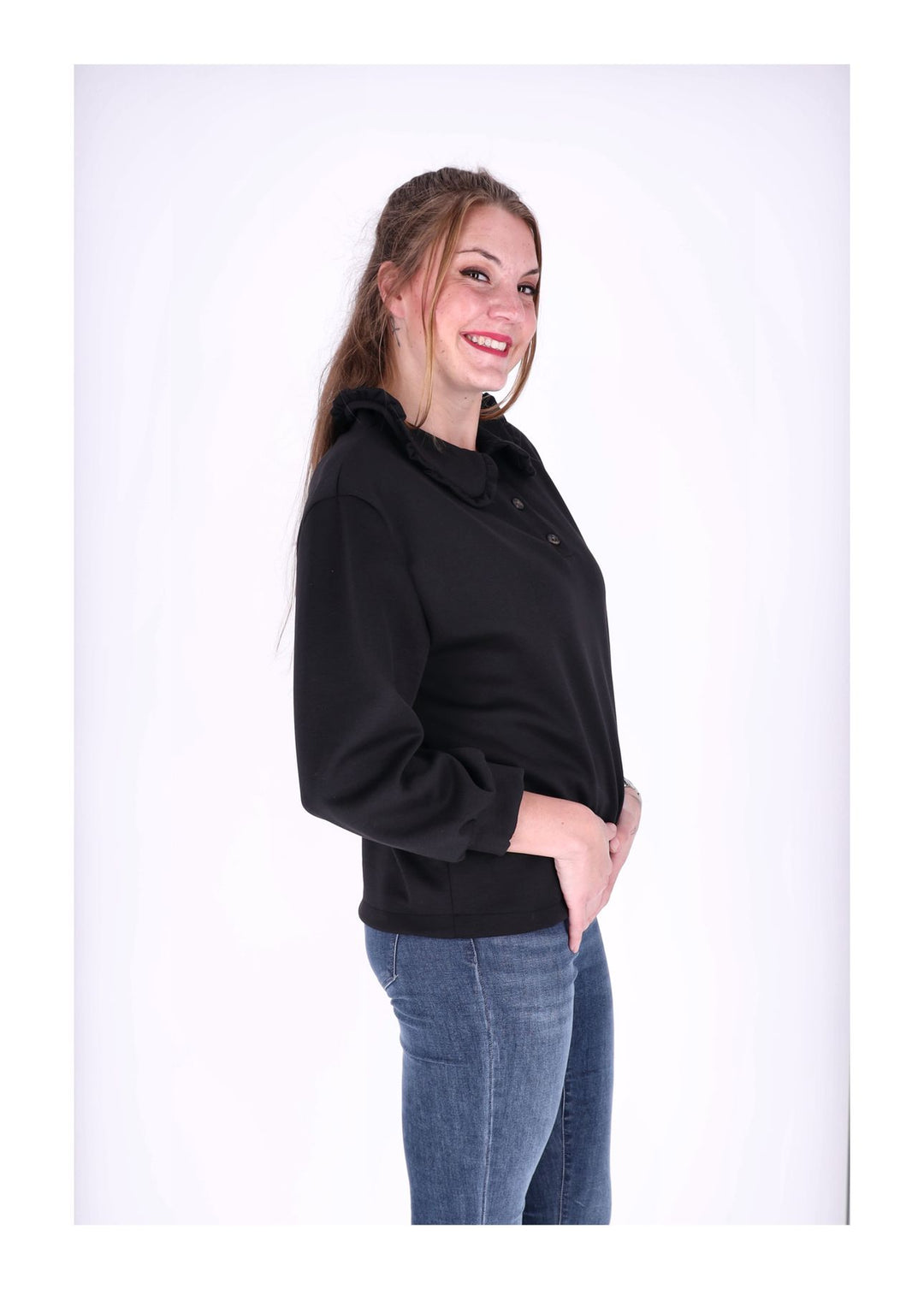 Poloshirt Damen Rüschen am Kragen