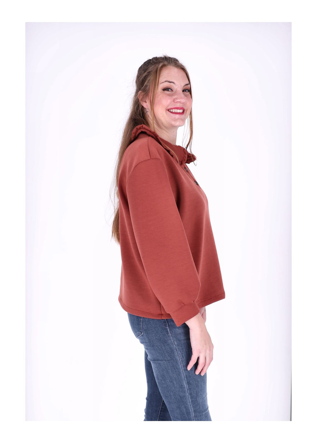 Poloshirt Damen Rüschen am Kragen