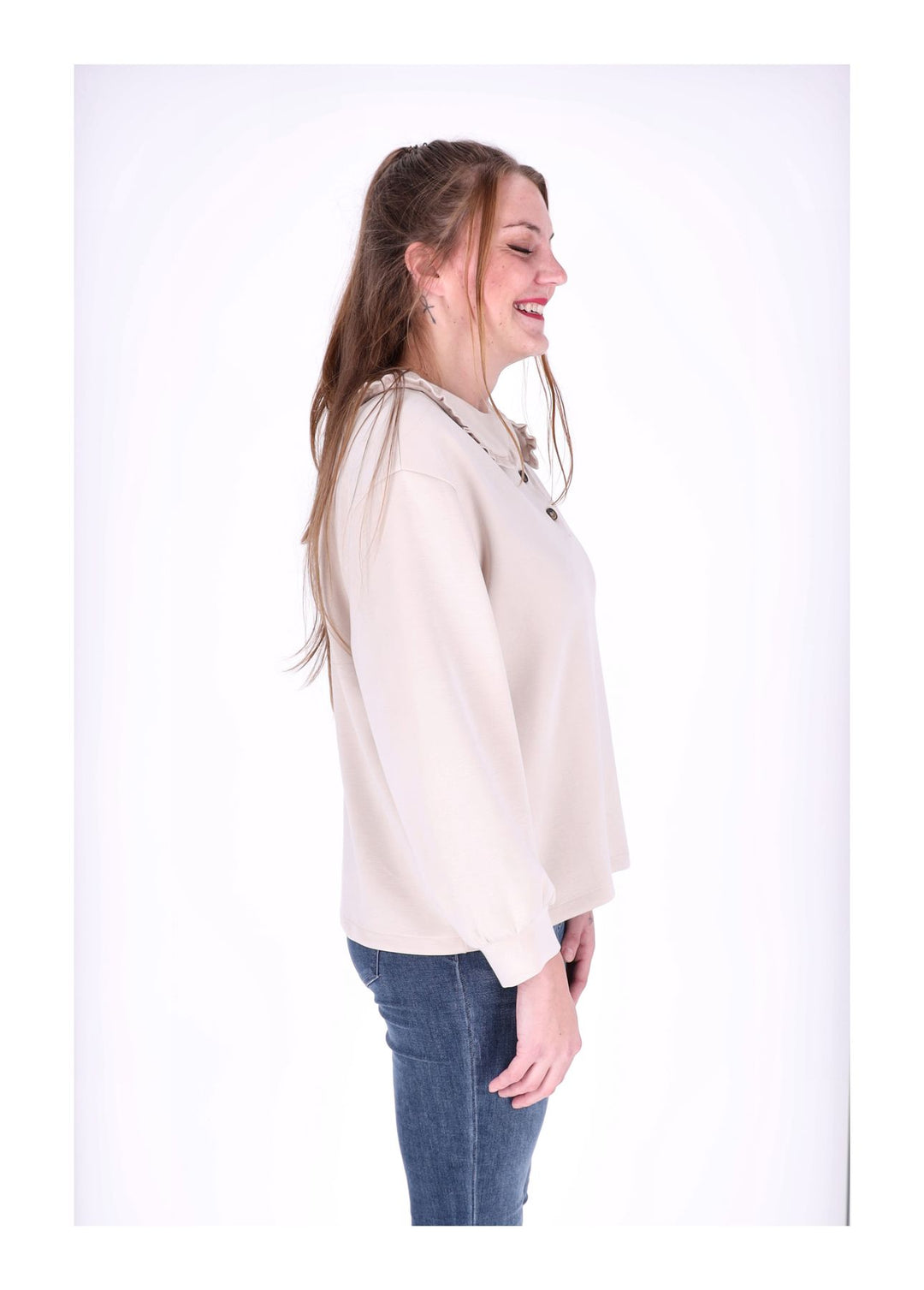 Poloshirt Damen Rüschen am Kragen