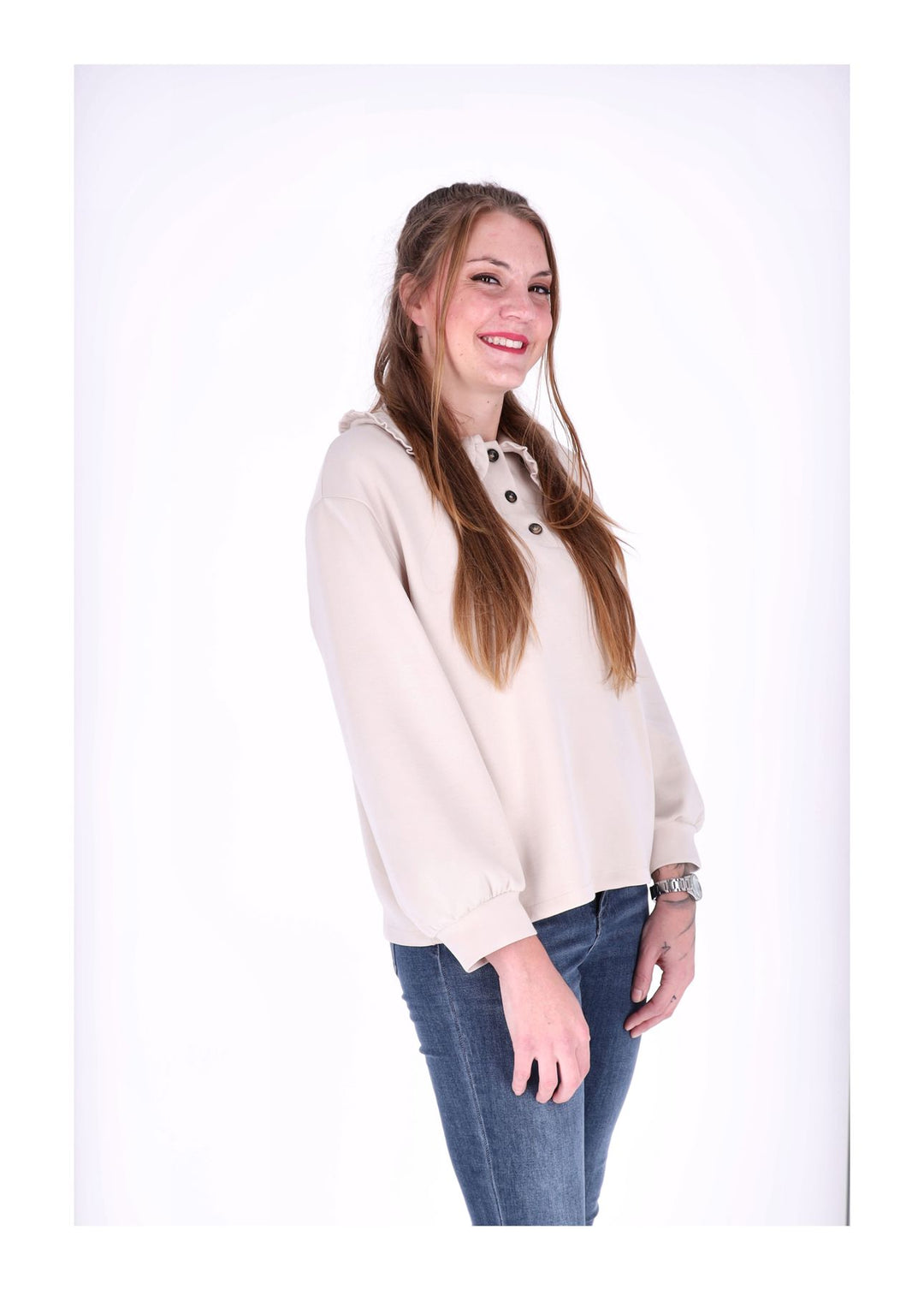 Poloshirt Damen Rüschen am Kragen