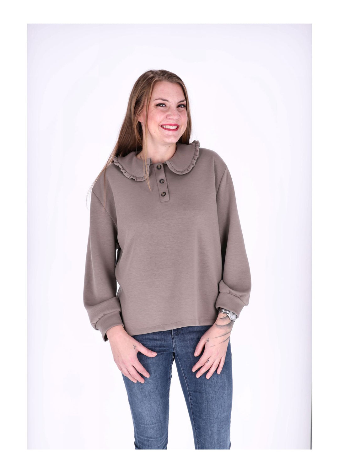 Lamiar Poloshirt Damen Rüschenkragen