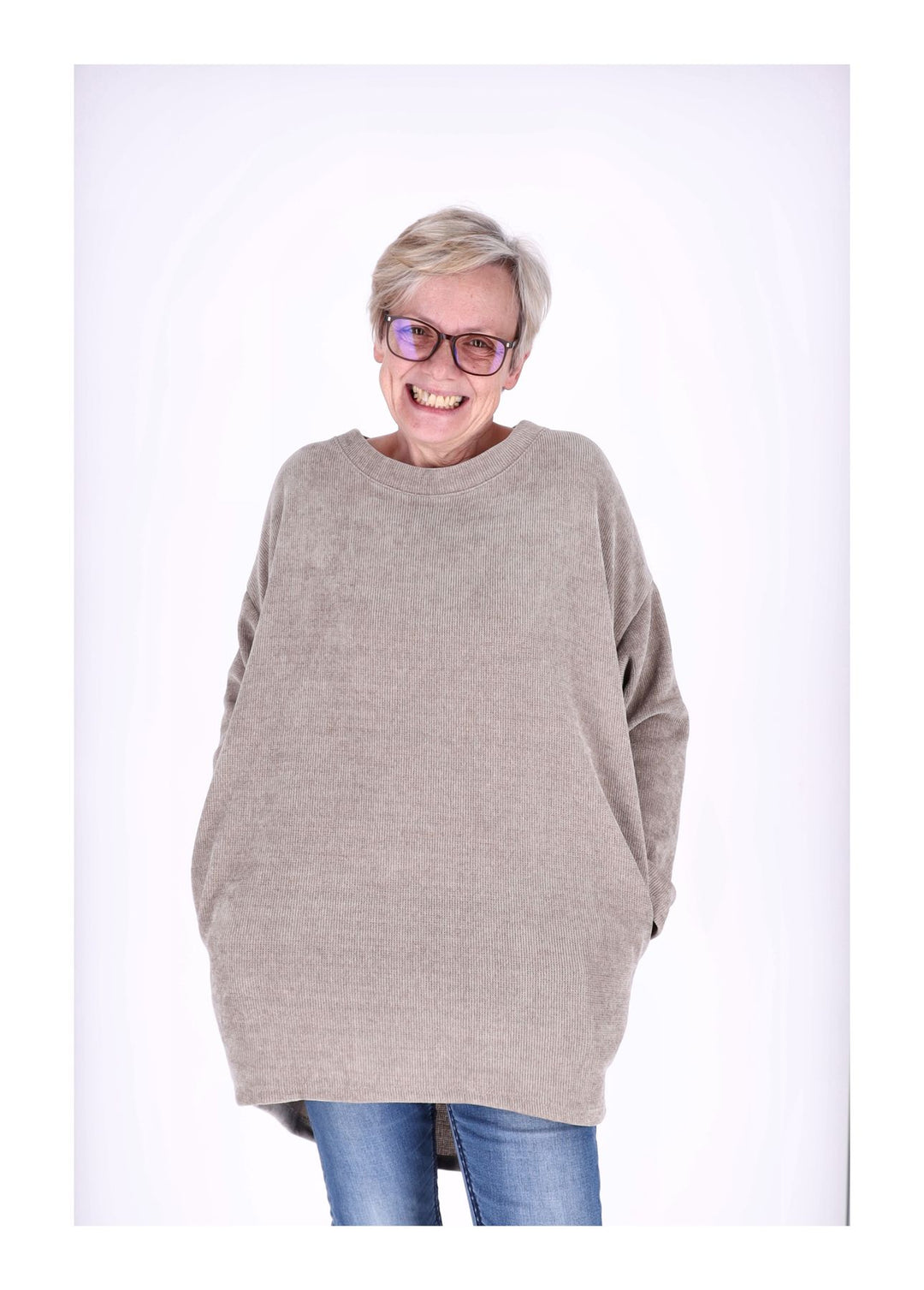 Longshirt Damen Cordoptik Splash of Color