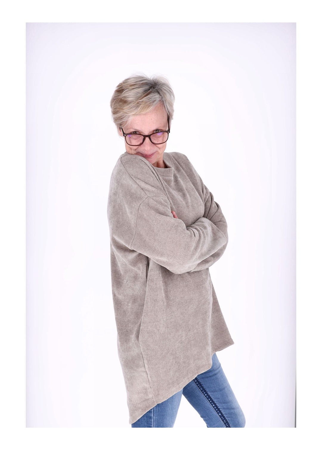 Longshirt Damen Cordoptik Splash of Color