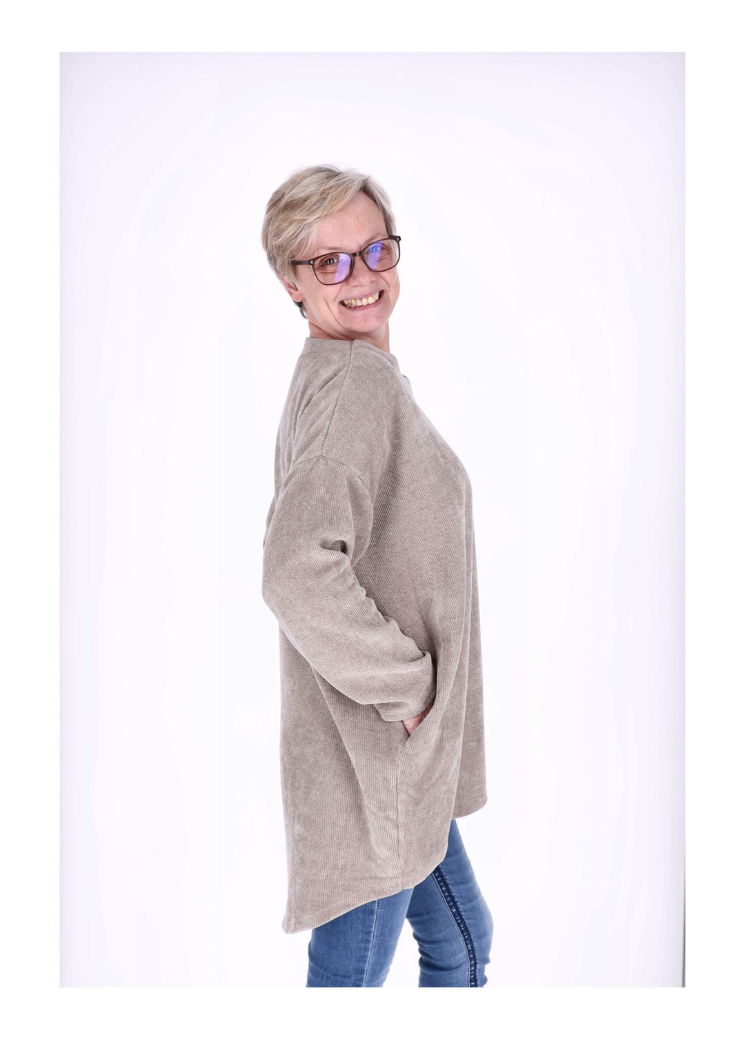 Longshirt Damen Cordoptik Splash of Color