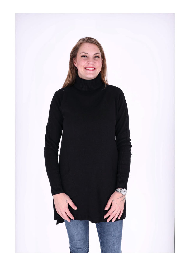 Strickkleid Rollkragen aufgesetzte Taschen