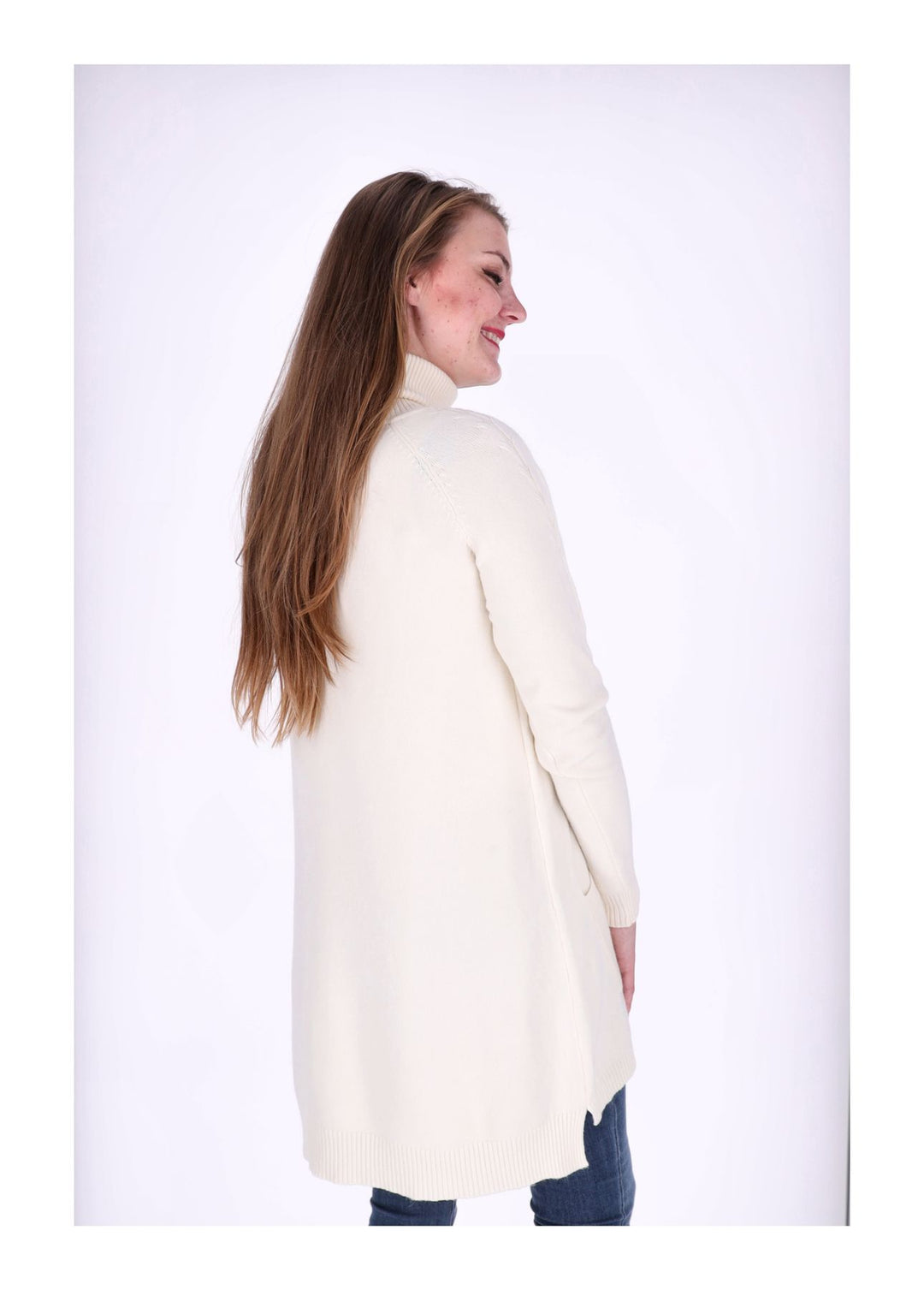 Strickkleid Rollkragen aufgesetzte Taschen