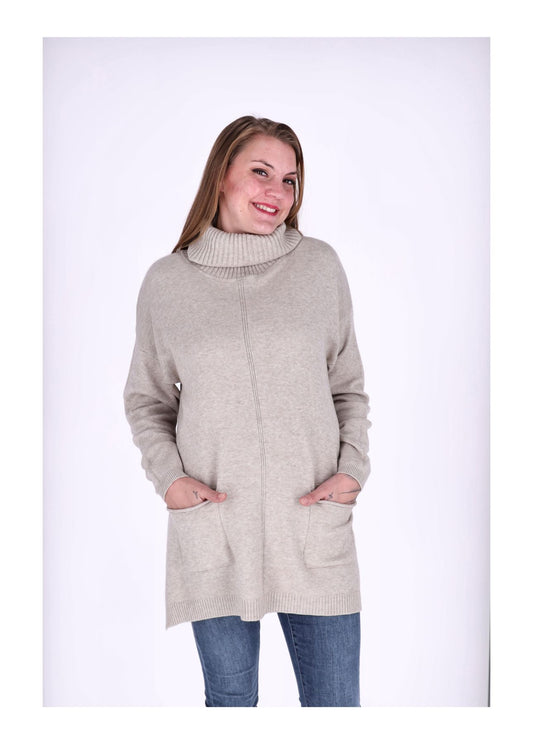 Strickkleid Rollkragen Taschen