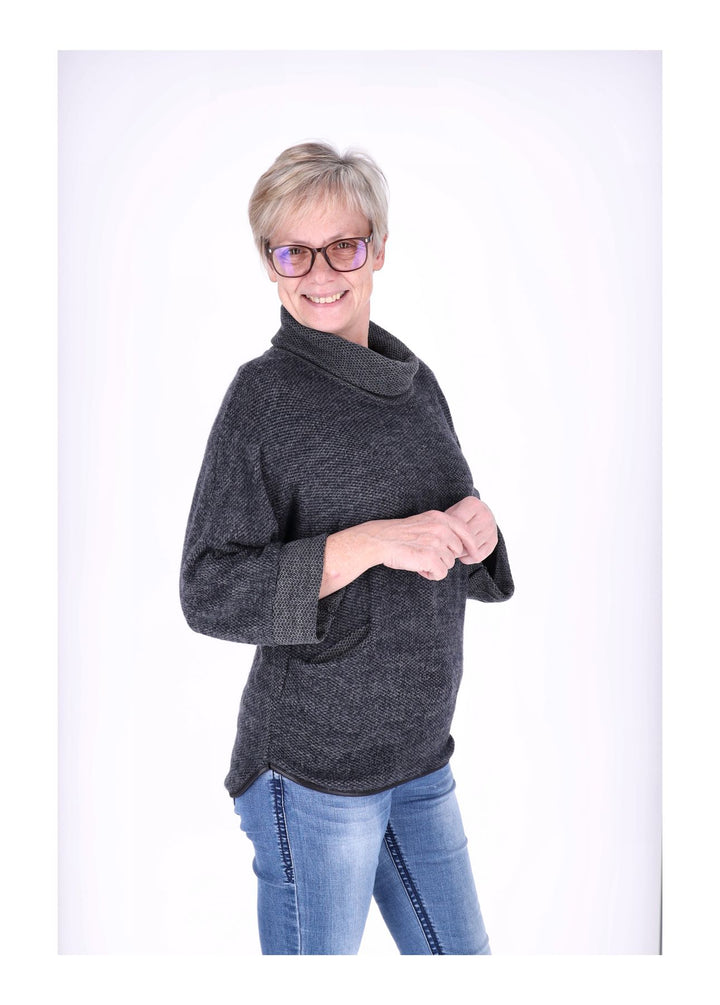 Damen Shirt mit Rollkragen in Navy