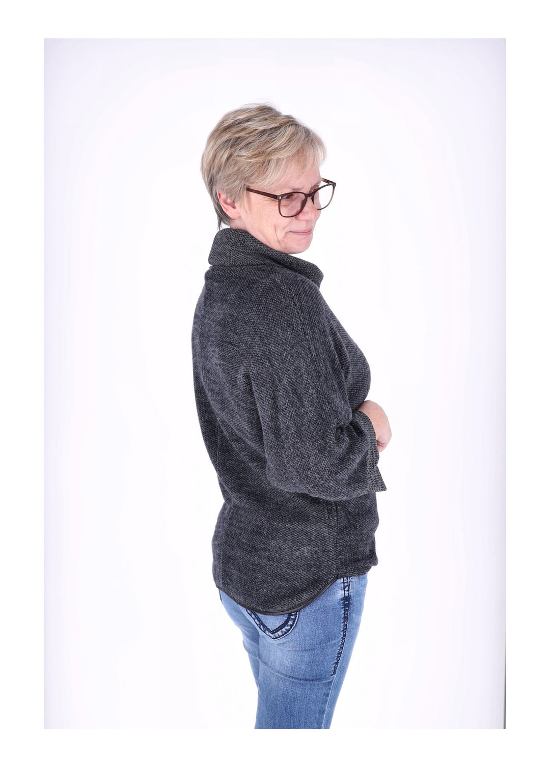 Damen Shirt mit Rollkragen in Navy
