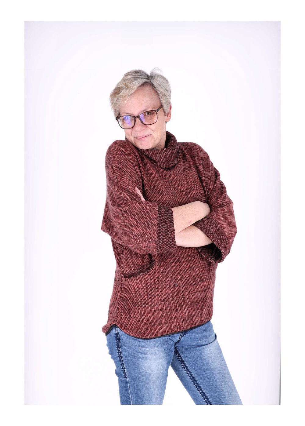 Damen Shirt mit Rollkragen in Lachs