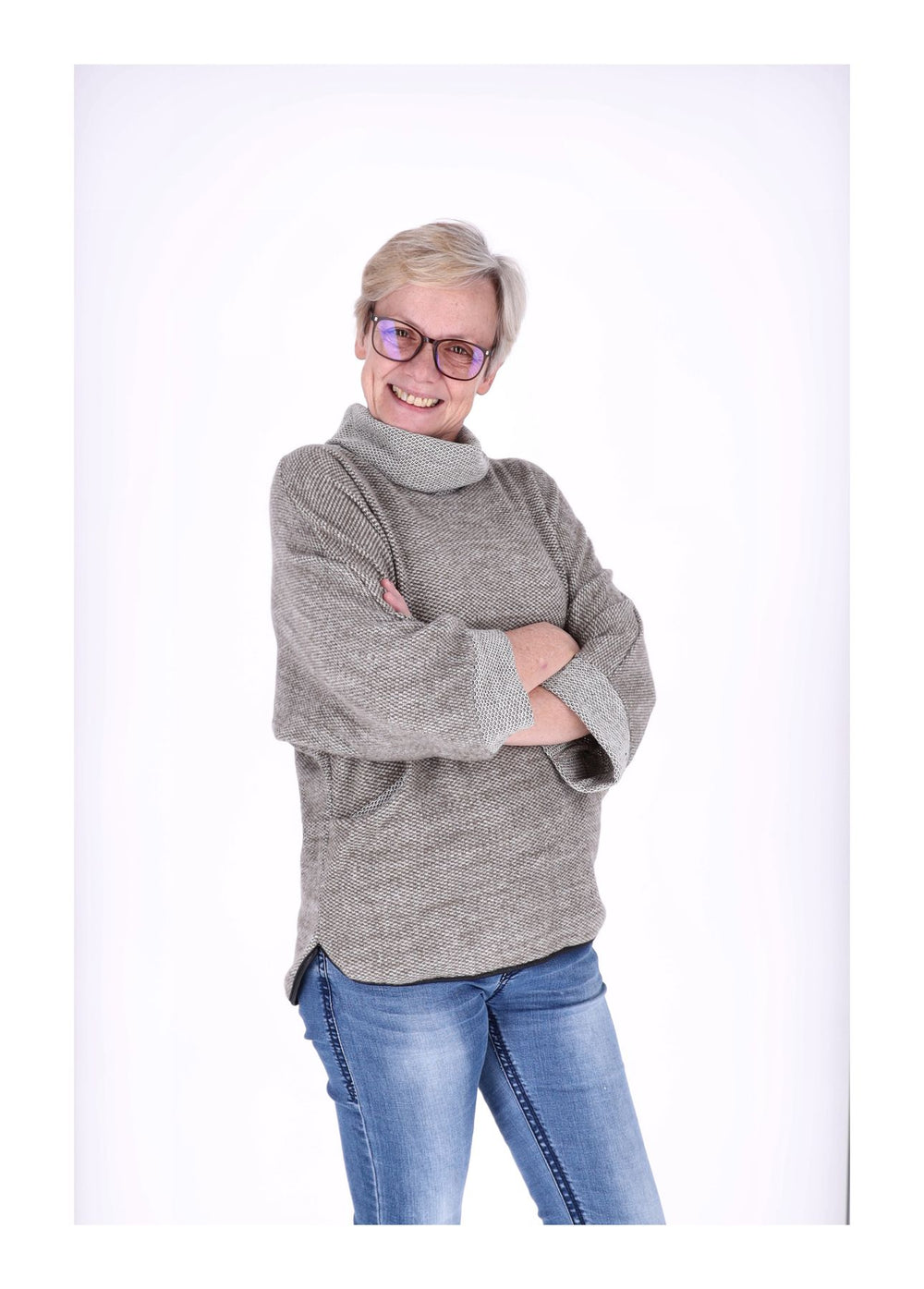 Damen Shirt mit Rollkragen in beige